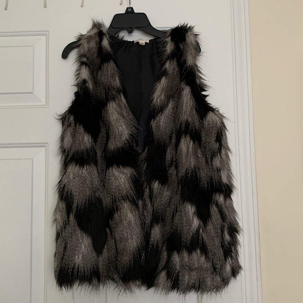 Black And Grey Fur Vest